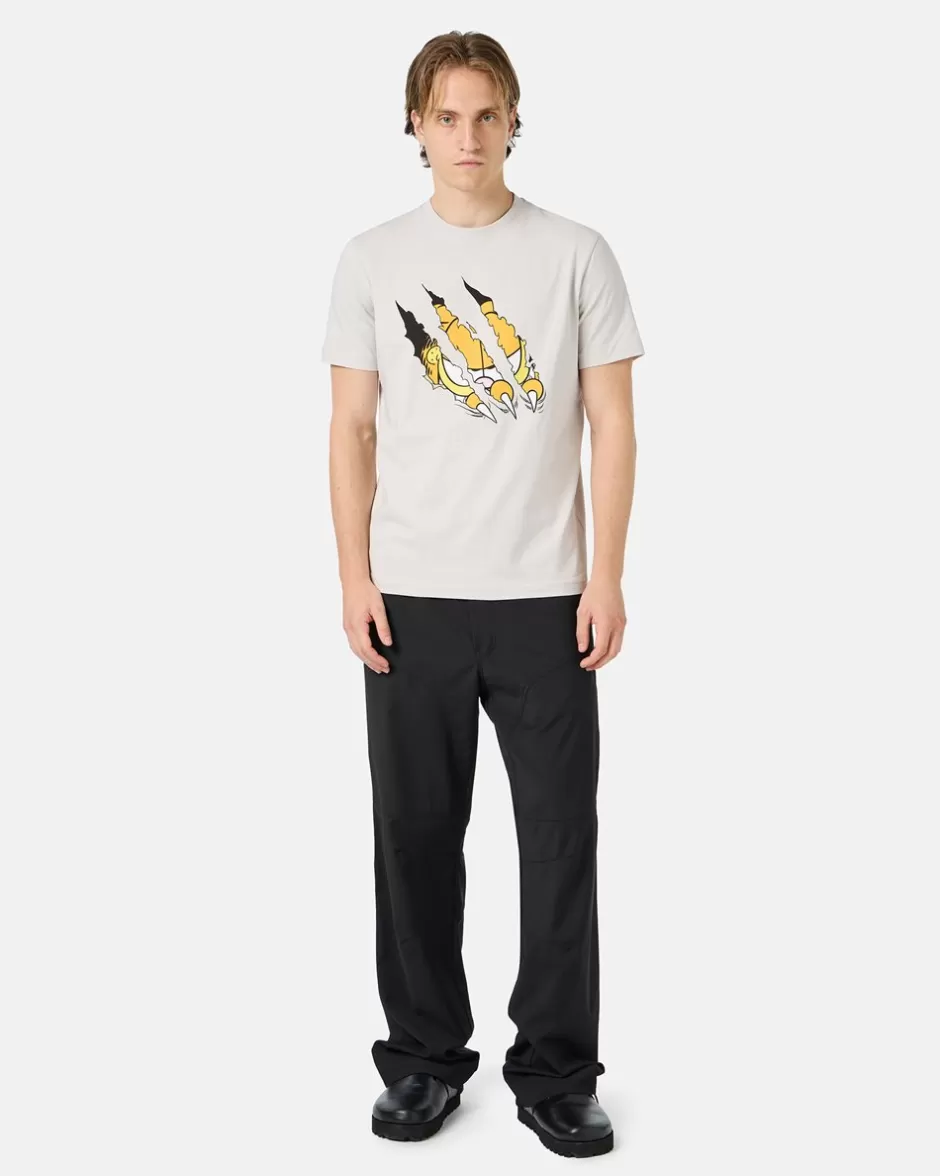 Cheap Beige Cotton Jersey T-shirt With Garfield Print And Embroidered Logo T-Shirts And Polo