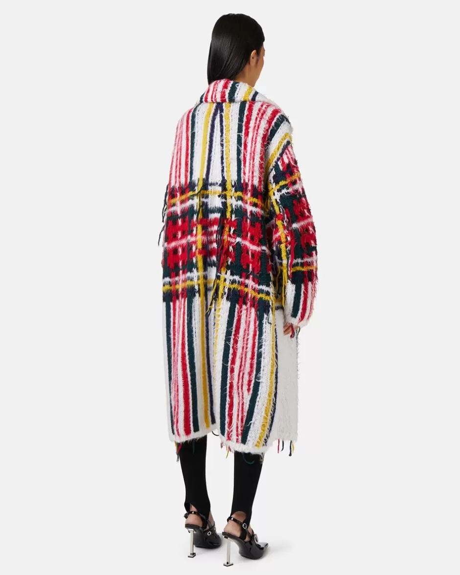 Cheap Mohair Coat With Check Inlay Women Outerwear | Knitwear